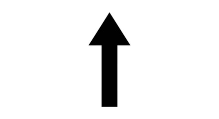 Black upward arrow pointing the way, symbolizing direction, progress, and forward movement