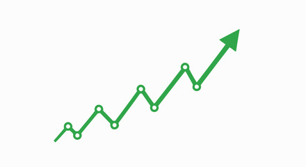 Green business growth graph with arrow pointing up representing success and progress
