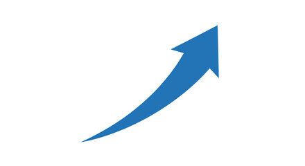 Blue upward arrow symbolizing growth, progress, and success on a clean white background