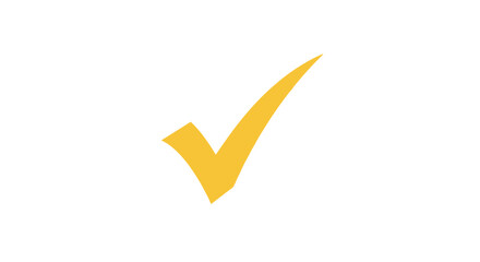 Bright yellow check mark on white background representing success, approval, and validation © emiloo