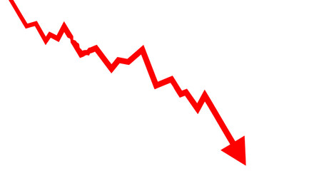 Red downward trend line symbolizing losses, market decline, financial downturn, crisis