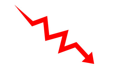 Red zigzag arrow pointing downwards, indicating decline or negative trend.