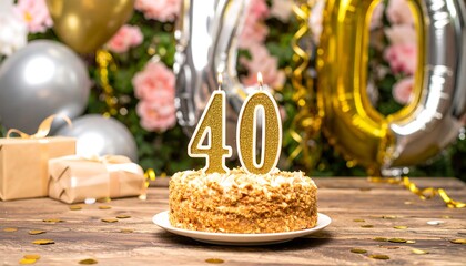 Birthday cake with candles and balloons (4)