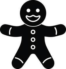 Happy gingerbread character vector icon.