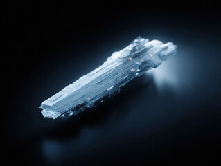 Futuristic spacecraft with intricate details, floating against dark backdrop. Scifi technology concept. Ideal for gaming, visual effects, and imaginative projects.