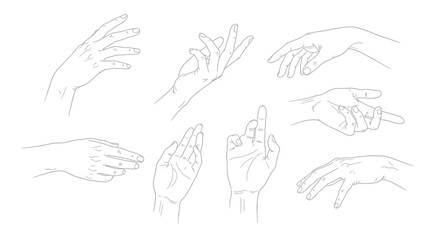 Dynamic hand gestures in elegant line art for creative projects and artistic design inspiration