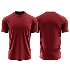 Burgundy athletic t-shirt, front and back view