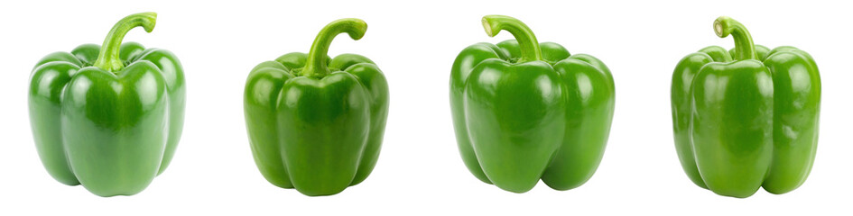 Green Bell Peppers in a Row on Black Background