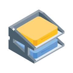 Latest isometric icon of file holder with papers