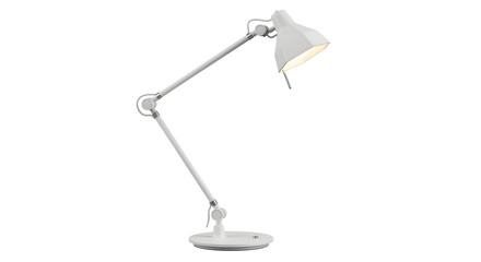 Modern White Adjustable Desk Lamp on White Background, Office Equipment