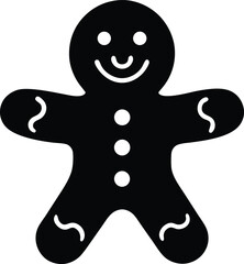 Smiling gingerbread cookie vector icon.