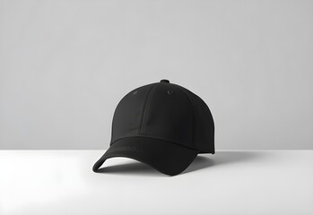 Blank black baseball cap, a classic headwear accessory, isolated on a white background with a clean vector design