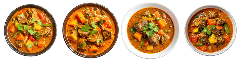 Fototapeta premium Bowls of Beef Curry Served Overhead
