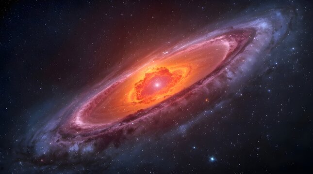 A vibrant red and purple nebula with a bright star at its center, set against a dark background of space