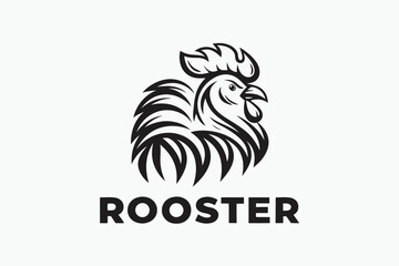 Dynamic Rooster Head Mascot with Speed Lines on White Background Design