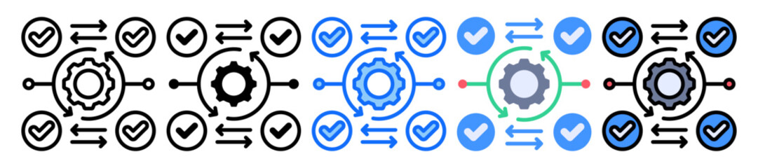 Process Streamlining icon Multi Style Vector Illustration
