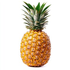 Fresh pineapple, bright yellow rind, green crown