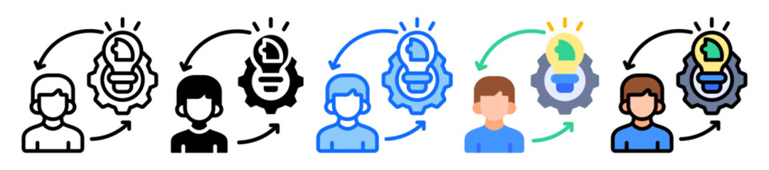 Implement Solution icon Multi Style Vector Illustration
