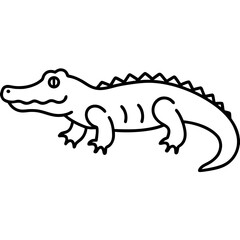 Crocodile vector line art on white background
