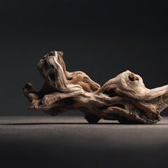 Aged and weathered driftwood with natural texture on a minimal background.