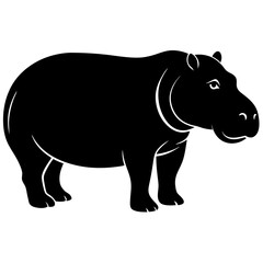 Hippoptamus vector silhouette on white background