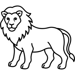 lion vector line art on white background