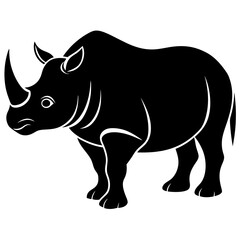 Rhinoceros vector silhouette on white background