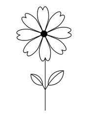 Abstract flower vector illustration, Simple flower line drawing, nature illustration, design element