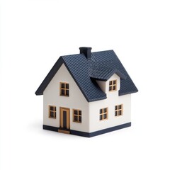 Miniature house model, white exterior, dark roof, simple design