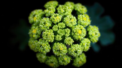 Close-up view of a cluster of tiny, intricate flowers.
