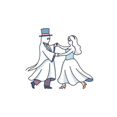Fototapeta premium Ghost couple waltzing like ballroom dance.flat icon ilustrationst,