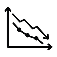 Profit loss chart with falling line icon