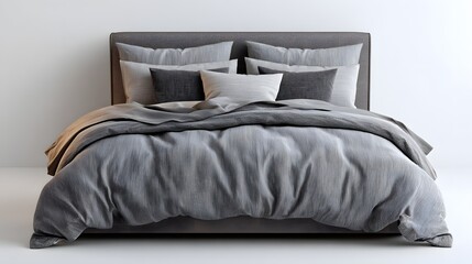 Stylish Grey Bedding with Decorative Pillows in Modern Bedroom Setting