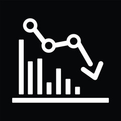 Profit loss chart with falling line icon