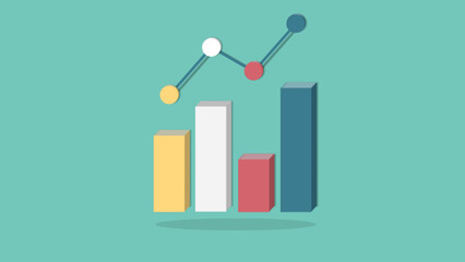 Colorful bar and line chart illustration