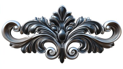 Intricate Silver Floral Ornament Design with Ornate Details and Vintage Elegance