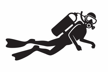 a scuba diver in full gear swimming through the water column slowly