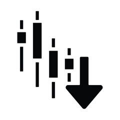 Stock market chart showing fall icon