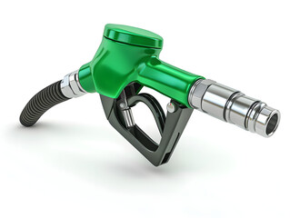 Ultra detailed product style photo of Fuel nozzle petrol pump green silver filling station gas station object isolated on transparent backgroundFuel nozzle petrol pump green silver filling station gas