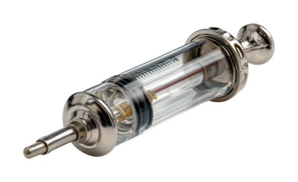 Medical laboratory health precision syringe measurement in clean spaces isolated on transparent background, png