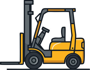 Yellow Forklift Truck Vector Illustration – Industrial Vehicle, Logistics, and Warehouse Equipment Icon