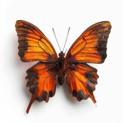 Orange and brown butterfly, wings spread, studio shot