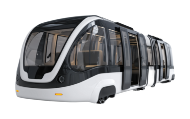 Autonomous transport vehicle concept urban environment model futuristic side view isolated on transparent background, png