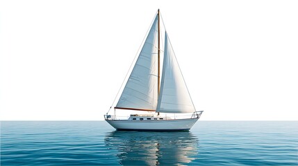 Fototapeta premium Elegant Sailboat Gliding Across Calm Waters with Soft Reflections on the Surface