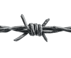 Barbed wire barrier symbolizing conflict industrial high detail isolated on transparent background, png