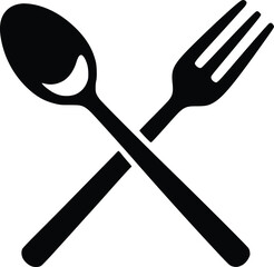 Spoon and Fork Crossed Vector Icon for Restaurant, Food, and Dining Logo