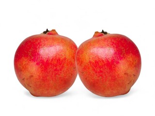 Two Fresh Red Pomegranates on White Background