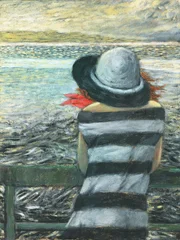 woman in hat. acrylic illustration © Anna Ismagilova