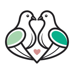 two doves with heart