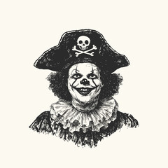 Spooky Clown Art with Pirate Theme